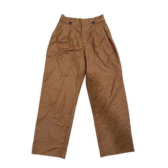 Commense Preppy Academia Brown Wide Leg Button Detail Casual Pants Small - Picture 2 of 4